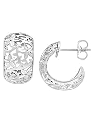 Floral Earrings in 14K White Gold - 10mm