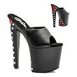 7 1/2 Inch Black Studded Zipper Shoes High Platform Gothic Shoes Open Toe Slides