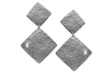 14K White Gold Hammered-Finish Matte Diamond-Shape Drop Earrings, Enhanced with Bezel Set Diamonds.14K White Gold Hammered-Finish Matte Diamond-Shape Drop Earrings, Enhanced with Bezel Set Diamonds.