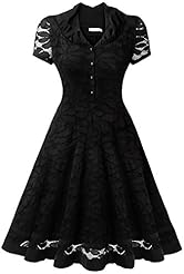 Sexy A-line V-neck Cap Sleeves Puff Sleeves Short Sleeves Floral Print Full-Skirt Lace Pleated Vintage Nylon/Spandex  Dress