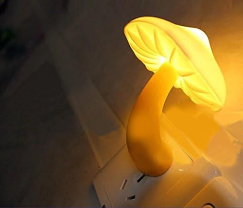 Simwood Yellow Magic Mini Pretty Mushroom-Shaped Energy Saving LED Night Light Romantic Light Sensor Lamp with Plug for Kids