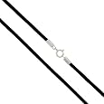 Black Silk Cord Chain Necklace with Sterling Silver Clasp 14" 16", 18", 20", 24", 30" 36"
