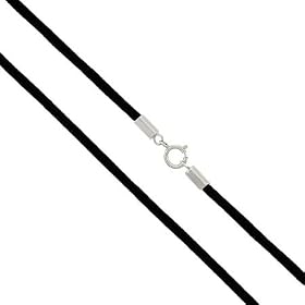 Black Silk Cord Chain Bracelet, Antklet, Necklace with Sterling Silver Clasp 7 8" 9" 10" 12" 14" 16" 18" 20" 22" 24" 30" 36": Jewelry