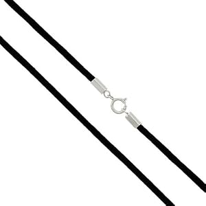 Black Silk Cord Chain Necklace with Sterling Silver Clasp 14" 16", 18", 20", 24", 30"