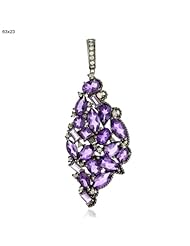 0.72cts Diamond Pave 10.7cts Gemstone 0.21gms Gold Designe Pendant Silver Party Jewelry