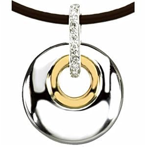 Fashionable Circle Diamond Pendant with Leather Cord