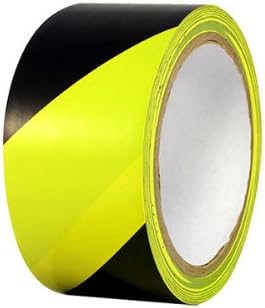 Pratt Plus 001SS218MBY General Purpose Standard Vinyl Diagonal Safety Stripes Tape, 6 mil Thick, 18 yds Length x 2" Width, Black/Yellow (Pack of 3)