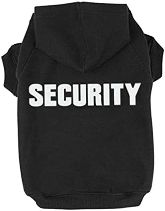 PAWSnCLUBS Pet SECURITY Printed Polyester/Cotton Basic for Puppy Dog Hoodie, Black XXL