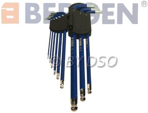 Vewerk 9 Pce Extra Long Magnetic Hex Allen Key Set Ball End 1.5 to 10mm BER1518