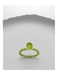 Lawn Green Colored Enamel Ring In Brass