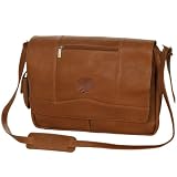 NHL Chicago Blackhawks Brown Leather Team Logo Laptop Messenger Bag