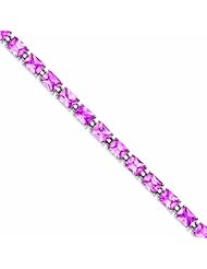 Genuine .925 Sterling Silver 7.5Inch Pink Cz Bracelet 28.7 Grams . 100% Satisfaction Guaranteed.