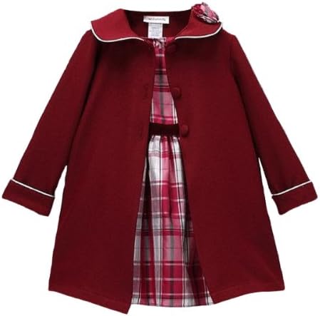 Youngland Toddler Girl's Burgundy Coat & Plaid Dress (2T)