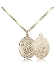 Gold Filled Saint St. George / Navy USN Sailor Seaman Protection Gift Medal Pendant 3/4 x 1/2 Inches Boy Scouts/Soldiers-8040- Comes with a Gold Filled Lite Curb Chain Neckace And a Black velvet Box