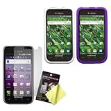 Two Silicone Cases / Skins / Covers (White, Purple) & LCD Screen Guard / Pr ....