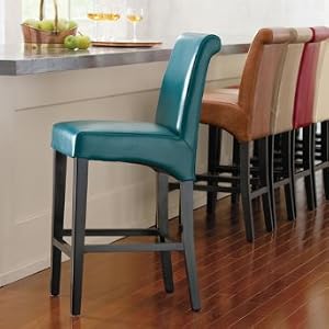 Leather Valencia Bar Stools - Dark Red, 24" Counter Height - Grandin Road
