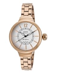 Womens Miami Beach Art Deco White Dial Rose Gold Tone IP Stainless Steel