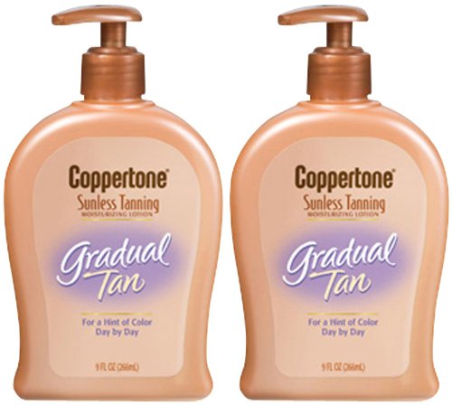 Coppertone Sunless Gradual Tanning Lotion-9 oz, 2 pack