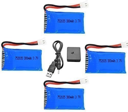 Factory Outlet 4pcs 3.7v 380mah 25c Hubson Lipo Battery and X4 charger for Hubson X4 H107C H107D H107L Syma X11 X11C, Walkera Super CP Genius CP Mini CP, JXD JXD385 RC quadcopter(shipped from our warehouse in USA)