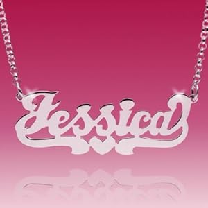 Personalized Sterling Silver High Polish Finished Name Necklace with Heart Tale (FREE CHAIN+GIFTBOX+SHIP)