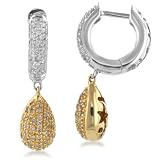 14K White & Yellow Gold Diamond Teardrop Earrings