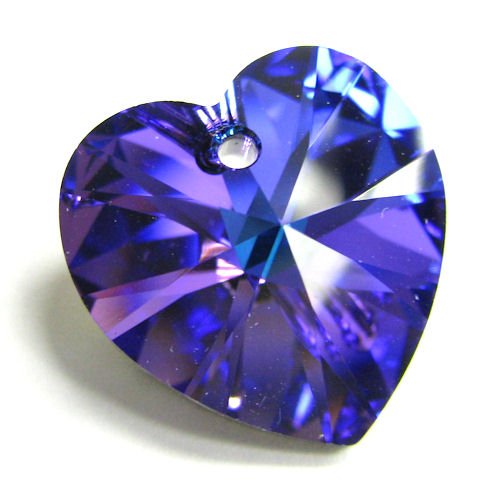 1 pc Swarovski Xilion Crystal 6228 Heart Charm Pendant Heliotrope 18mm / Findings / Crystallized Element