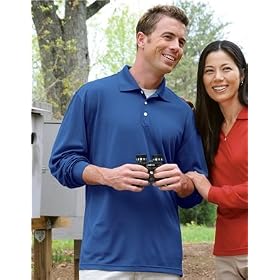 Premium Quality Mens 100% Polyester Ultra Cool Escalate Long Sleeve Golf Sport Shirt - Royal