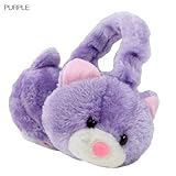 もこもこイヤーマフ キッズ＆レディース用 ear-muff-3-1.cat purple 猫 キャット
