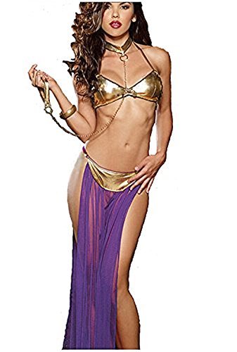 Ulike2 Design Women's Sexy Exotic Suspenders Strappy Gypsy Skirt Backless Purple Sexy Lingerie