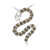 Sterling Silver Round Shaped Smoky Quartz and Diamond Snake Pendant (0.007 cttw, I-J Color, I1-I2 Clarity), 18