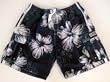 Big and Tall Mens Swim Trunks with Elastic Drawstring Waist and Board Short Style Front, 2 Inseam Slit Pockets. Mesh Lined. Navy/Floral in Sizes 2XL - 4XL