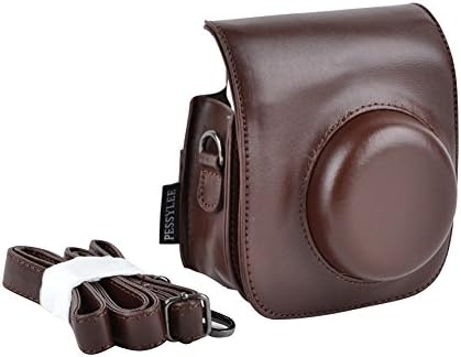 PessyLee Mini 25 PU Leather Camera Case w/ a Matching Removable Single Shoulder Strap - Coffee