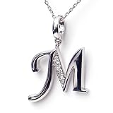 Silver Diamond Initial Pendant 