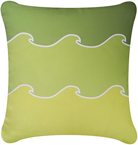 Wabisabi Green Ocean Wave Decorative Organic Cotton Square Throw Pillow Cover, 18 by 18-Inch, Apple Green