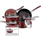 Farberware Affiniti Premium Nonstick 12 Piece Porcelain Enamel Cookware, Specail Set -Red