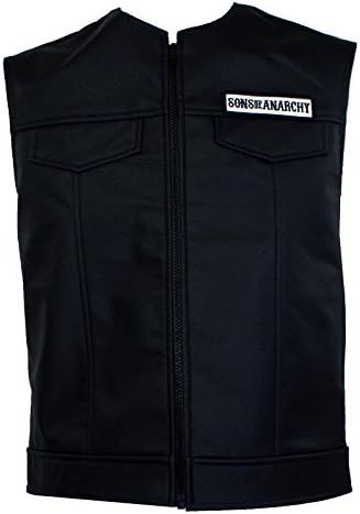Sons of Anarchy Mens Patch Top Rocker Faux Leather Vest Cut M
