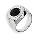 Diamond and Onyx Sterling Silver Men's Ring (Sizes 9-11)
