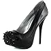Qupid Women's Spiked Cap Round Toe Platform Pumps Glitter