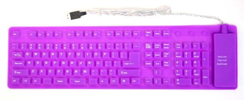 U-Bop USB & PS2 Air Touch Silent Silicone QWERTY Flexible Roll-Up Keyboard. Water , Dust & Spill Resistant. (Purple)