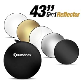 Lumenex Studio 43 5 in 1 Collapsible Reflector Disc in Black, Silver, Gold, White and Translucent