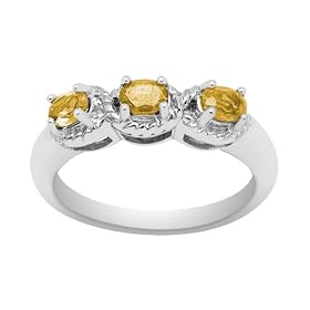 Buy 10k White Gold Citrine 3-Stone Ring by Amazon.com Collection