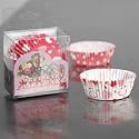 72 pink red & white sweet heart fairy cake cases