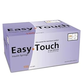 Easy Touch Insulin <b>Syringes</b> 28 Gauge 1cc 1/2in - 100 ea