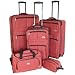 Confidence 5 Piece Suitcase Set / Expandable Luggage with Wheels, Red