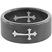 Inox Jewelry Men's Black Plated 316L Stainless Steel Cross Ring