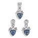 Sterling Silver Blue Quartz Titanium Backed Crystal and Moonstone Pendant and Earrings Set by Sajen