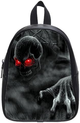 RAROFU Scary Bloody Human Skull Skeleton Death Pattern Size M Backpack School Bag Satchel