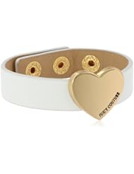 Juicy Couture White Heart Leather Identification Bracelet, 8.12"