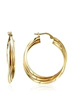 Bellavita Pendientes Shiny/Twisted Hoop plata de ley 925 milésimas