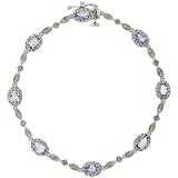 10ct White Gold 6 34 Stone Bracelet W 260 Total Carat Oval Cut 5x3mm Tanzanite Stones Brilliant Cut Diamonds 316 55mm Wide